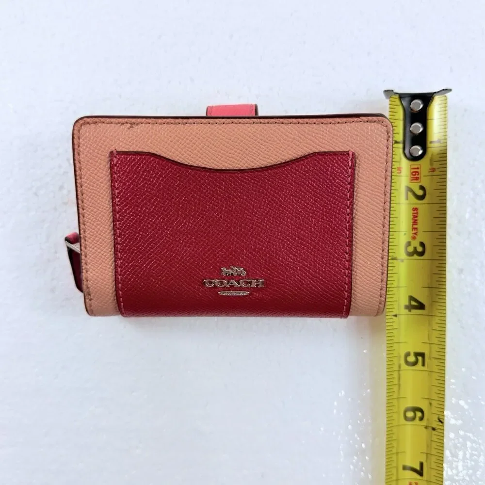 Coach Medium Corner Zip Women's Wallet Pink Red Beige